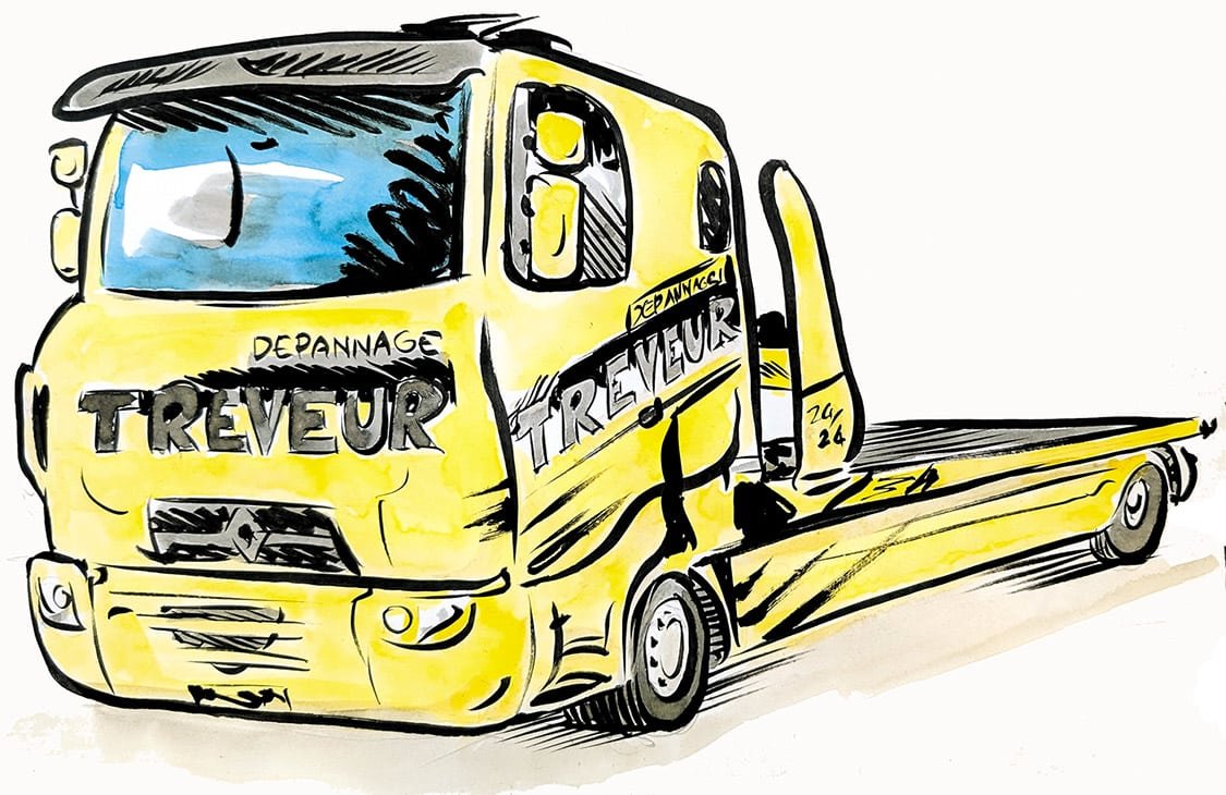 Caricatura de un camión grúa