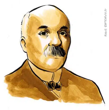Retrato histórico en acuarela sepia de Georges Clemenceau — Homme d'État — 1841–1929 · Sébastien Rieu