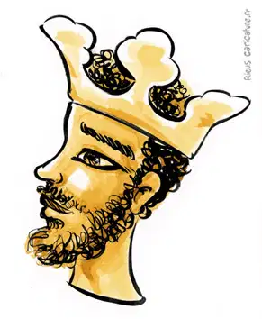 Retrato en acuarela sepia de Mansa Musa — Emperador de Malí — ~1280–1337 · Sébastien Rieu