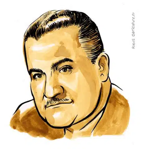 Retrato histórico en acuarela sepia de Gamal Abdel Nasser — Presidente — 1918–1970 · Sébastien Rieu