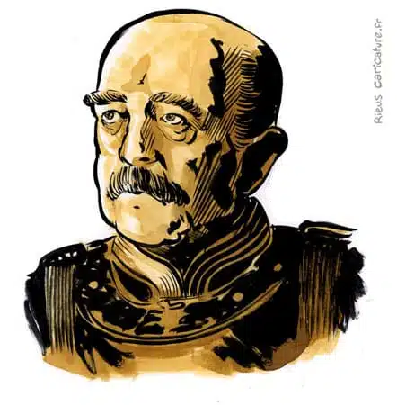 Retrato histórico en acuarela sepia de Otto von Bismarck — Canciller — 1815–1898 · Sébastien Rieu