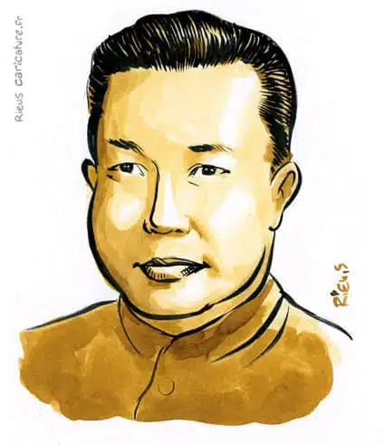 Retrato histórico en acuarela sepia de Pol Pot — Dictador — 1925–1998 · Sébastien Rieu
