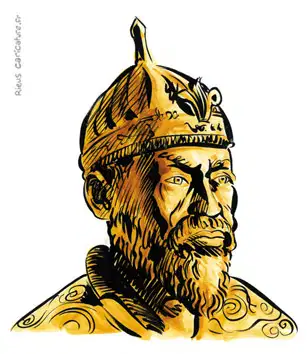 Retrato en acuarela sepia de Tamerlán — Conquistador turco-mongol — 1336–1405 · Sébastien Rieu