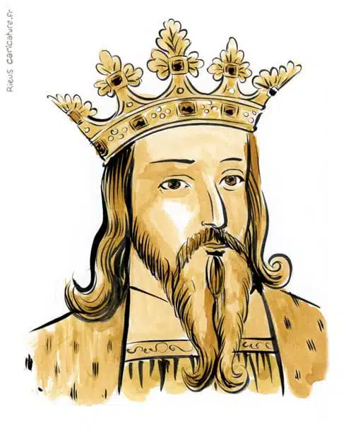 Retrato histórico en acuarela sepia de Eduardo III de Inglaterra — Roi — 1312–1377 · Sébastien Rieu
