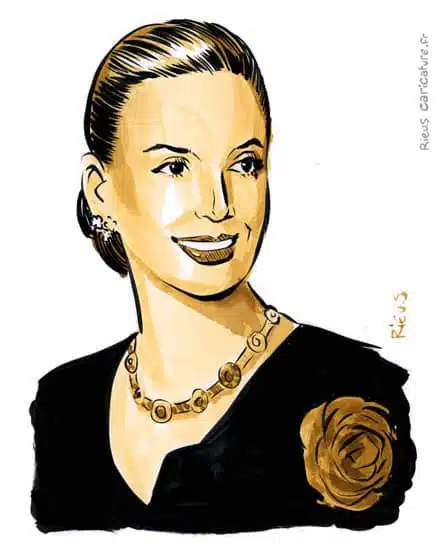 Retrato histórico en acuarela sepia de Eva Perón — primera dama argentina — 1919–1952 · Sébastien Rieu