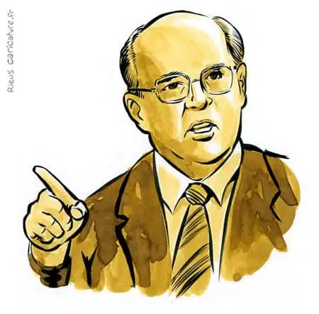 Retrato histórico en acuarela sepia de Mikhaïl Gorbatchev — Presidente — 1931–2022 · Sébastien Rieu