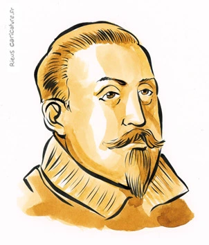 Retrato en acuarela sepia de Gustavo II Adolfo — Rey de Suecia — 1594–1632 · Sébastien Rieu