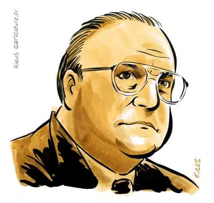 Retrato histórico en acuarela sepia de Helmut Kohl — Canciller — 1930–2017 · Sébastien Rieu