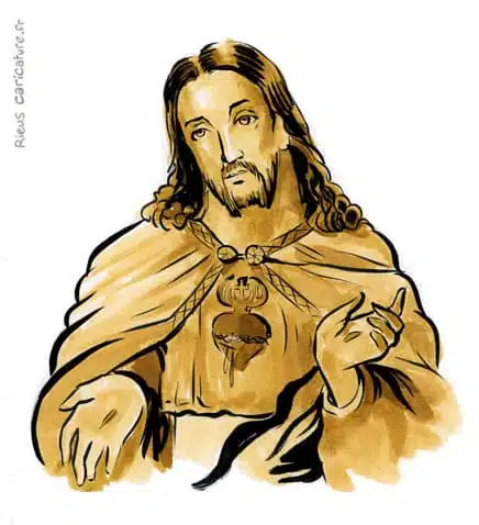 Retrato histórico en acuarela sepia de Jesús de Nazaret — figura religiosa — ~4 av.–30 ap. · Sébastien Rieu
