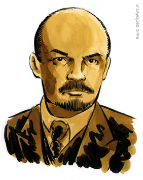 Retrato en acuarela sepia de Lenin — Revolucionario — 1870–1924 · Sébastien Rieu