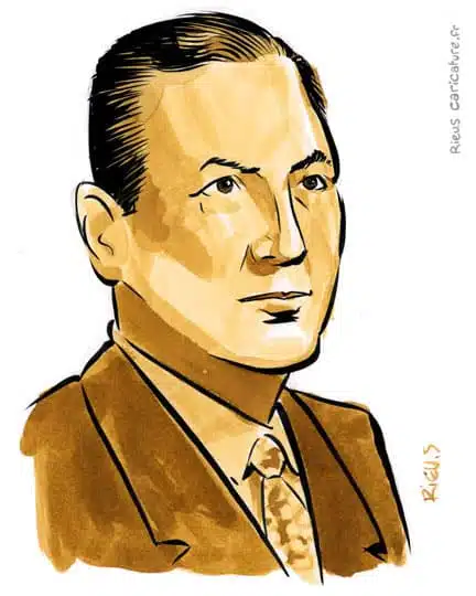 Retrato histórico en acuarela sepia de Juan Perón — presidente de argentina — 1895–1974 · Sébastien Rieu