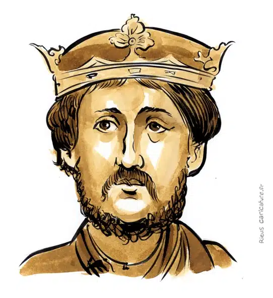 Retrato histórico en acuarela sepia de Richard Cœur de Lion — Roi — 1157–1199 · Sébastien Rieu