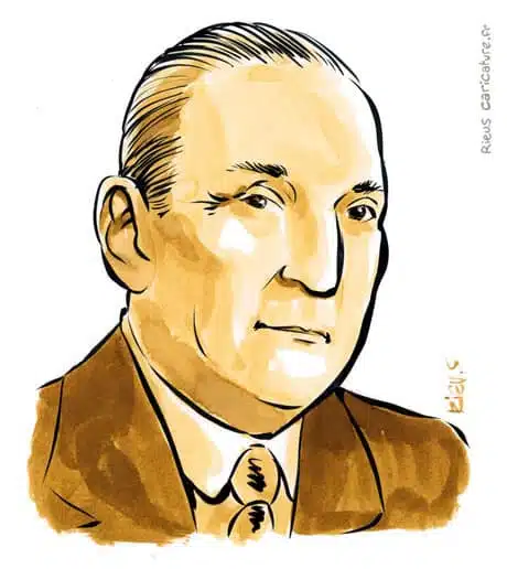 Retrato histórico en acuarela sepia de António Salazar — Dictador — 1889–1970 · Sébastien Rieu