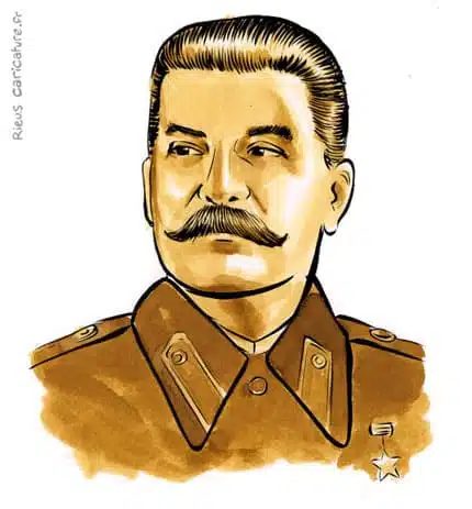 Retrato histórico en acuarela sepia de Joseph Staline — Dictador — 1878–1953 · Sébastien Rieu