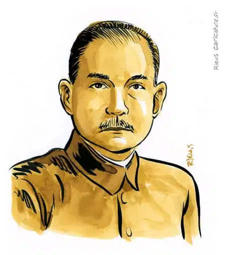 Retrato histórico en acuarela sepia de Sun Yat-sen — Padre de la China moderna — 1866–1925 · Sébastien Rieu