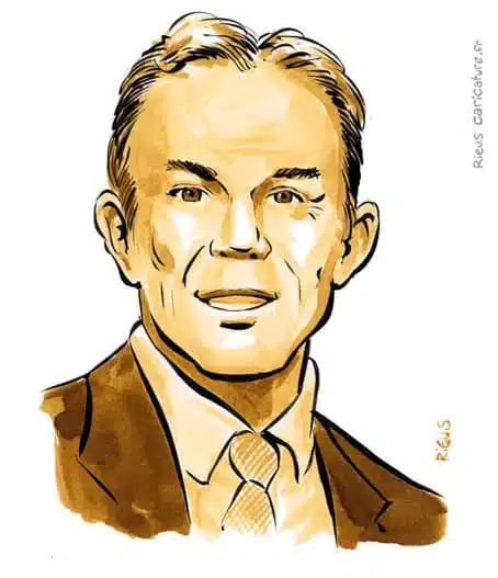 Retrato histórico en acuarela sepia de Tony Blair — Premier ministre — 1953– · Sébastien Rieu