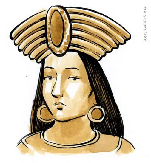Retrato histórico en acuarela sepia de Túpac Yupanqui — Sapa Inca — ~1441–1493 · Sébastien Rieu