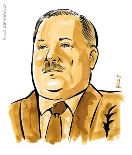 Retrato histórico en acuarela sepia de Lech Wałęsa — Presidente — 1943– · Sébastien Rieu